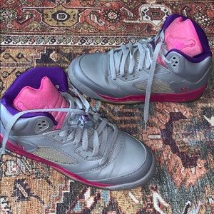 Nike Air Jordan 5 Retro Cement Gray and Pink 6Y